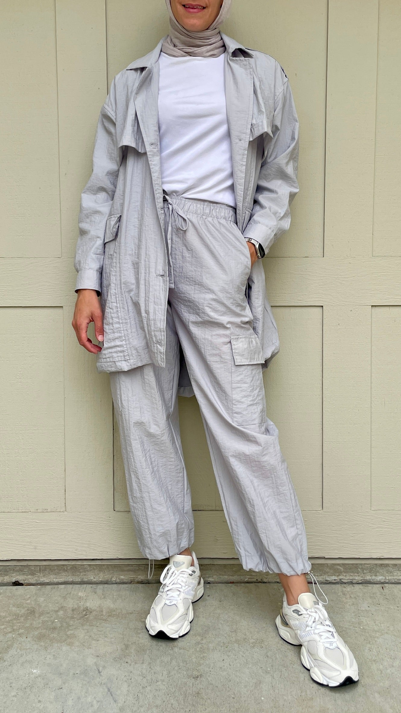casual set in light grey for fall season