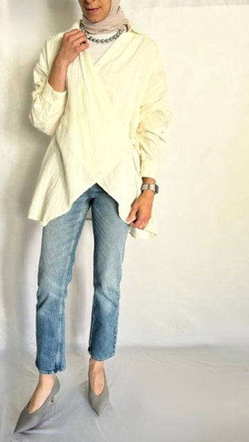 Ivory 100% tie tunic, perfect addition to your wardrobe this summer.