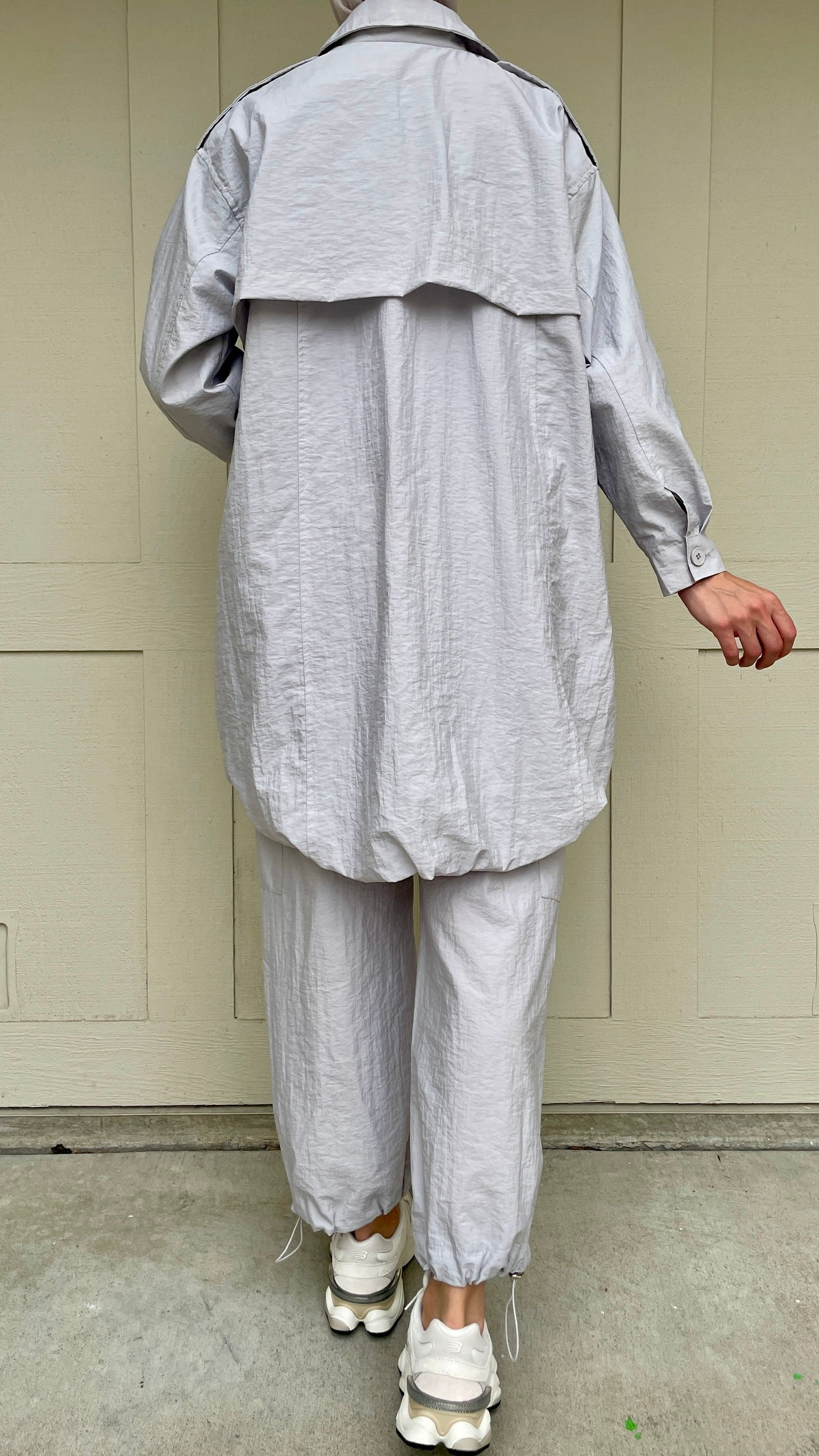 back view of the set showing the length of the jacket
