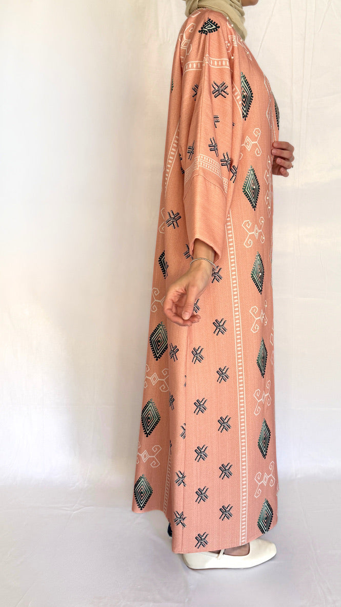 textured kimono style abaya