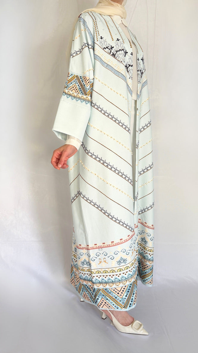 elegant light color kiomno style abaya
