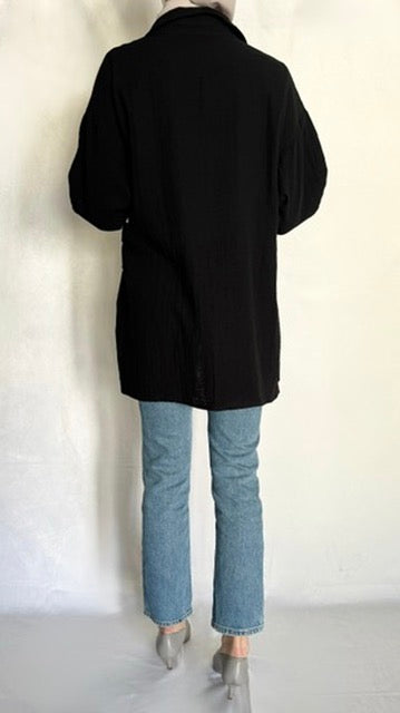 Oversized Wrap Shirt in Black