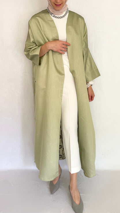 Pistachio Long Kimono made with viscose material, chic and simple.